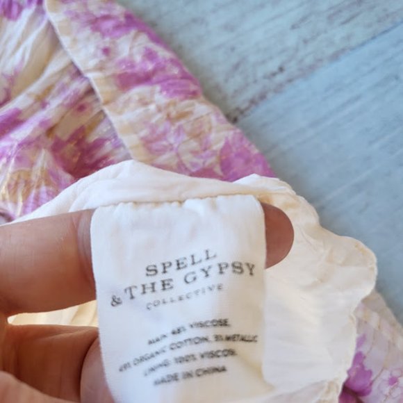 Spell Pink/White Coco Lei Lilac Floral Metallic Strappy Boho Midi Dress/Gown XXL - Picture 12 of 12